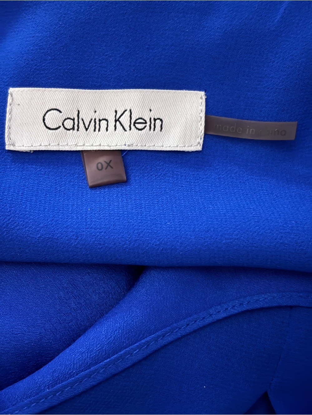 Calvin Klein Sheer V-Neck Blouse in Cobalt Blue - Picture 5 of 5